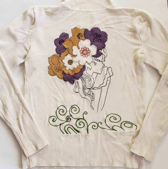 Women Sweater Turtleneck Winter With Embroidery - Picture 2 of 3